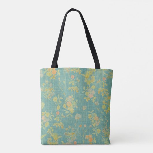  Blauwgroen lentepatroon Tote Bag (Achterkant)