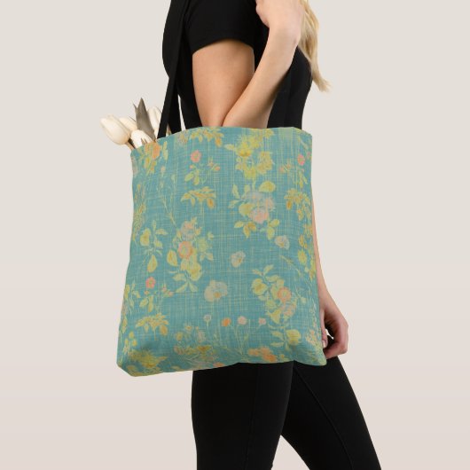  Blauwgroen lentepatroon Tote Bag (Dichtbij)
