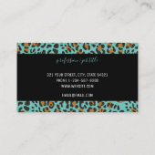 Blauwgroen leopard Animal Print Moderne Profession Visitekaartje (Achterkant)