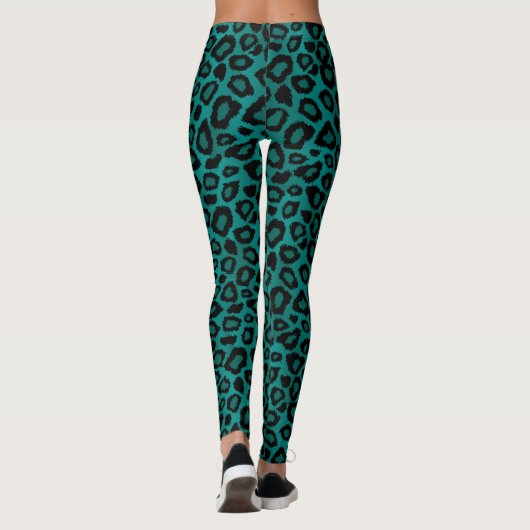 Blauwgroen leopard Animal Skin Print Leggings (Achterkant)