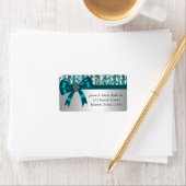 Blauwgroen Leopard Blauwgroen Bow retour adreslabe Etiket (Insitu)