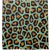 Blauwgroen leopard chic douchegordijn (Voorkant)