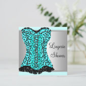Blauwgroen Leopard Corset Lingerie Vrijgezellenfee Kaart (Staand voorkant)