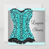 Blauwgroen Leopard Corset Lingerie Vrijgezellenfee Kaart (Voorkant)