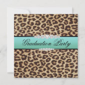 Blauwgroen Leopard Graduation Party Kaart (Voorkant)