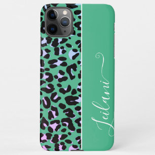  Blauwgroen Leopard Patroon Achtergrond Aangepaste iPhone 11Pro Max Hoesje