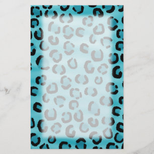 Blauwgroen Leopard Print Pattern. Briefpapier
