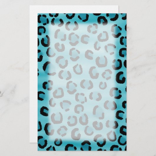 Blauwgroen Leopard Print Pattern. Briefpapier (Voorkant / Achterkant)