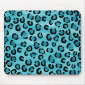 Blauwgroen Leopard Print Pattern. Muismat (Voorkant)