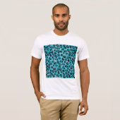 Blauwgroen Leopard Print Pattern. T-shirt (Voorkant volledig)