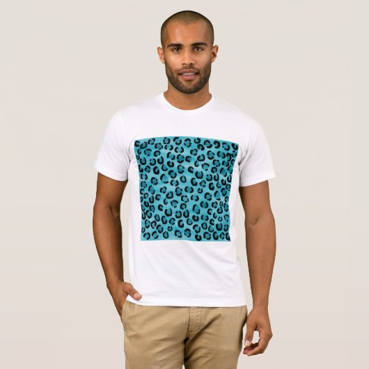Blauwgroen Leopard Print Pattern. T-shirt (Voorkant volledig)