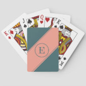 Blauwgroen Letter-monogram met dubbele cirkelvormi Pokerkaarten (Achterkant)