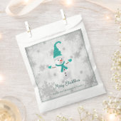Blauwgroen Leuke Sneeuwman Favor Bag Bedankzakje (Geknipt)