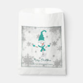 Blauwgroen Leuke Sneeuwman Favor Bag Bedankzakje (Voorkant)