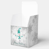 Blauwgroen Leuke Sneeuwman Favor Box Bedankdoosjes (Geopend)