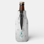 Blauwgroen Leuke Sneeuwman Fles Koeler (Fles Achterkant)