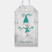 Blauwgroen Leuke Sneeuwman Holiday Gift Label Cadeaulabel (Voorkant)