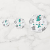 Blauwgroen Leuke Sneeuwman Tafel Confetti (Achterkanten)