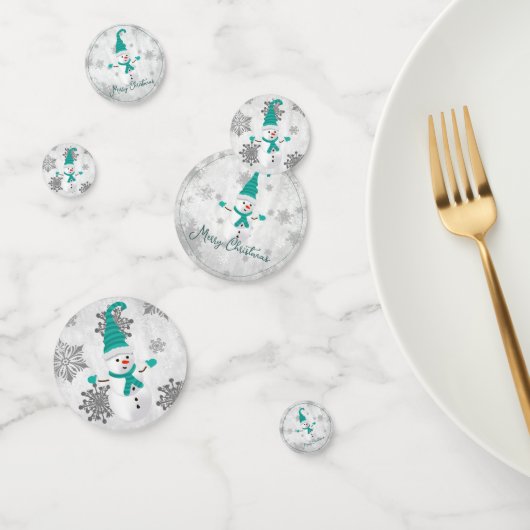 Blauwgroen Leuke Sneeuwman Tafel Confetti (Groep)