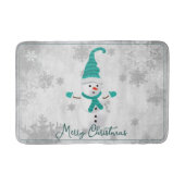 Blauwgroen Leuke Sneeuwman Vakantie Badmat (Voorkant)