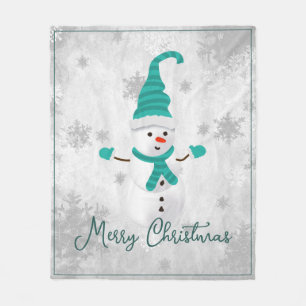 Blauwgroen Leuke Sneeuwman Vakantie Fleece Deken