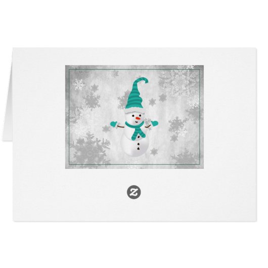 Blauwgroen Leuke Sneeuwman Vakantie Groet Kaart (Achterkant Horizontaal)