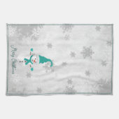 Blauwgroen Leuke Sneeuwman Vakantie Keukenhanddoek (Horizontaal)