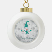 Blauwgroen Leuke Sneeuwman Vakantie Ornament (Voorkant)