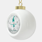 Blauwgroen Leuke Sneeuwman Vakantie Ornament (Rechts)