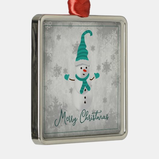 Blauwgroen Leuke Sneeuwman Vakantie Ornament (Rechts)