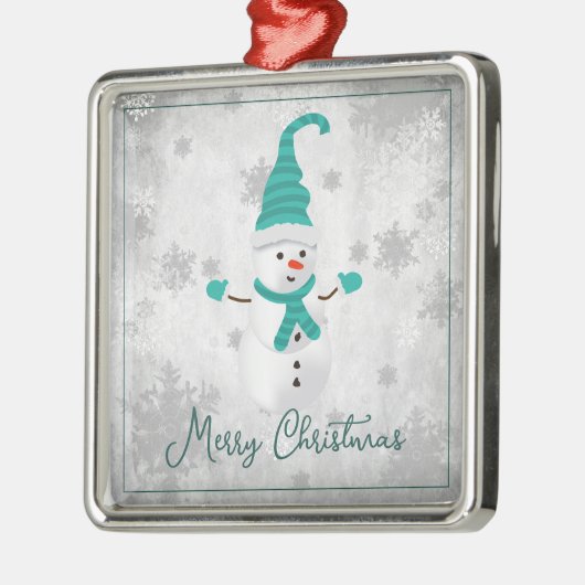 Blauwgroen Leuke Sneeuwman Vakantie Ornament (Links)