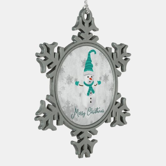 Blauwgroen Leuke Sneeuwman Vakantie Ornament (Links)
