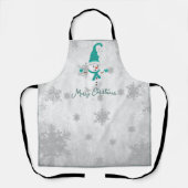 Blauwgroen Leuke Sneeuwman Vakantie Schort (Voorkant)