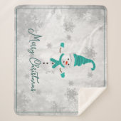 Blauwgroen Leuke Sneeuwman Vakantie Sherpa Blanket Deken (Voorkant)