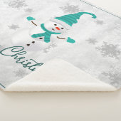Blauwgroen Leuke Sneeuwman Vakantie Sherpa Blanket Deken (3/4)