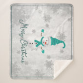 Blauwgroen Leuke Sneeuwman Vakantie Sherpa Blanket Sherpa Deken (Voorkant)