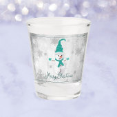 Blauwgroen Leuke Sneeuwman Vakantie Shot Glass Shot Glas
