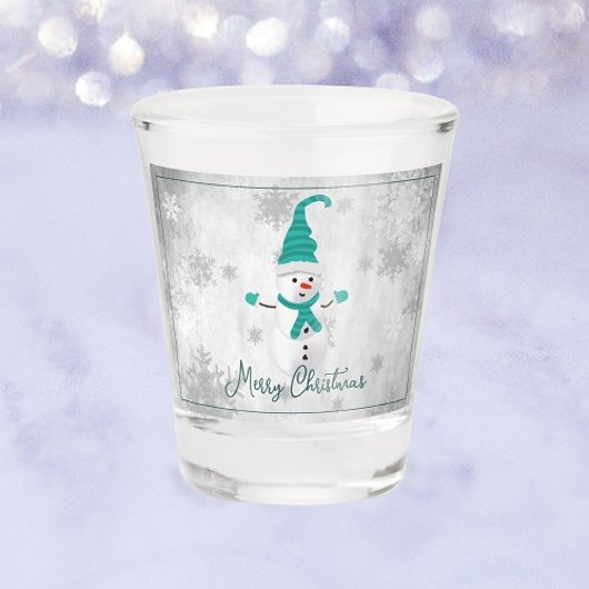 Blauwgroen Leuke Sneeuwman Vakantie Shot Glass Shot Glas