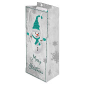Blauwgroen Leuke Sneeuwman Vakantie Wijn Gift Bag Wijn Cadeautas (Achterkant Gekanteld)