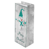 Blauwgroen Leuke Sneeuwman Vakantie Wijn Gift Bag Wijn Cadeautas (Voorkant Gekanteld)