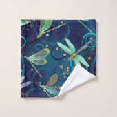 Blauwgroen libellen bad handdoek (Wasdoekje)