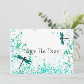Blauwgroen libellen sparen de datum save the date (Staand voorkant)