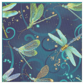 Blauwgroen libellen stof (Close Up)