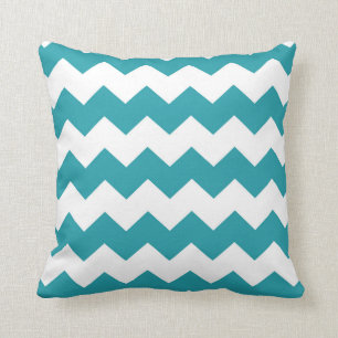 Blauwgroen / Licht Zee Groene Chevron Patroon Kussen