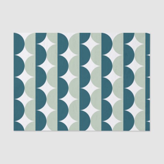 Blauwgroen lichtblauw Mid Century Modern Wavy Tissuepapier (Voorkant)