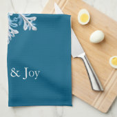 Blauwgroen Lichtblauw Wit Sneeuwvlok Kerst Theedoek (Quarter Fold)