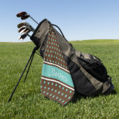 Blauwgroen lichtlicht poka Puntstripe Script-naam Golfhanddoek (Groen)