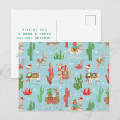 Blauwgroen lichtpatroon met heerlijk llamas briefkaart (Voorkant / Achterkant)