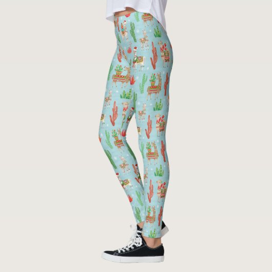 Blauwgroen lichtpatroon met heerlijk llamas leggings (Links)