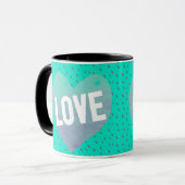 Blauwgroen liefdeshart mok (Voorkant links)